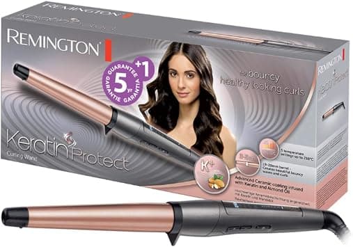 Remington Curling Iron Keratin Protect (Conical Curling Iron, 19-28mm Curls, Stroke, Tight Curls, Enriched With Keratin And Almond Oil) CI83V6 on Amazon.ae - Price Tracker