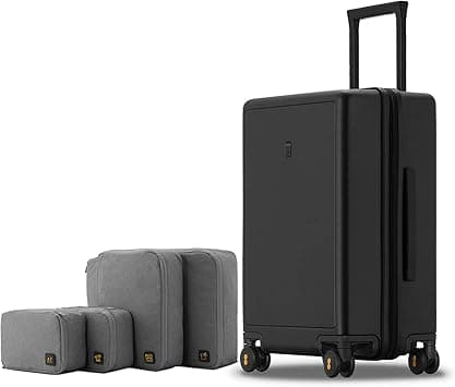 LEVEL8 Suitcase Carry-on Hand Luggage, Elegance Matt Design 100% PC Trolley Case TSA Approved Checked Luggage Lightweight with 8 Spinner Wheels,54.5CM,40L,Black on Amazon.ae - Price Tracker