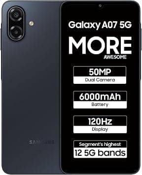 Samsung Galaxy A07 5G Smartphone (Black 6GB RAM, 128GB Storage) | 120Hz Refresh Rate | Massive 6000mAh Battery | 50MP True Dual Camera | International Version على Amazon.ae - متتبع الأسعار