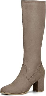 Allegra K Women's Side Zipper Chunky Heel Knee High Boots - Best Deal Finder