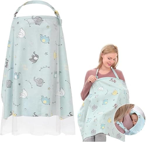 Breastfeeding Cover, Nursing Cover for Mum, Double-Layered Fabric for Breastfeeding Protection, Stroller-Friendly Nursing Cover, Blue Elephant Pattern on Amazon.ae - Price Tracker