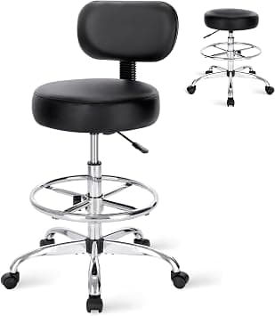 Drafting Chair with Backrest, Adjustable Footrest Rolling Stool with Wheels, Swivel Stool for Office Spa Studio Lab Counter Salon Work, Black 60 * 60 * 113Cm on Amazon.ae - Price Tracker