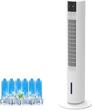 Tower Fan with Water, Evaporative Air Cooler,2L Water Tank, Humidifying Tower Fan Bladeless, Oscillating 80° Wide Angle, 3 Speeds, 12-Hour Timer, Remote Control, Quiet for Bedroom, Living Room على Amazon.ae - متتبع الأسعار