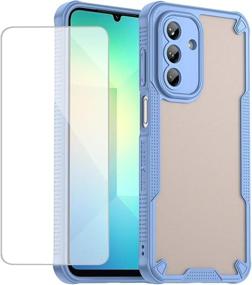 Case for Galaxy A26 Case/Galaxy A17/Galaxy F17 5G/M17 5G SM-A266B with Tempered Glass Screen Protector, Translucent Matte Back Cover Non-Slip Texture Phone Cover for Samsung Galaxy A26 Blue على Amazon.ae - متتبع الأسعار