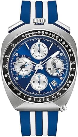 Bulova Racer Shelby Limited Edition 98B452 – Men's Watch Chronograph High Precision 262 kHz, 43 mm, Blue Dial, Steel Case, Rubber Strap, Sapphire Crystal - Best Deal Finder