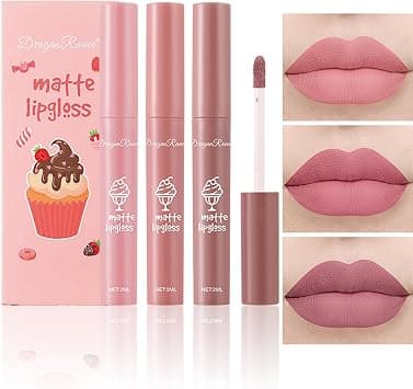 Nude Matte Lipstick Set, Velvet mist face matte lip glaze, waterproof gloss super stay tint lipsticks smudge liquid makeup lasting soft, 24 Hour Natural Lip Glazes Velvet Air Moisture Smooth (3Pcs) - Best Deal Finder