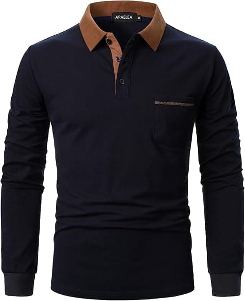 Men Polo Shirt Long Sleeve Cotton Golf T-Shirt Casual Tops on Amazon.ae - Price Tracker