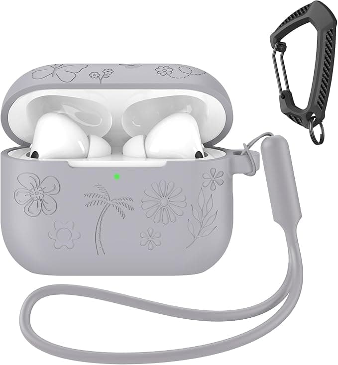 Flower Design Compatible with AirPods Pro 3 Case with Keychain/Hand Strap, Pro 3rd Generation[2025] Silicone Protective Headphone Cover Support Wireless Charging-Gray on Amazon.ae - Price Tracker