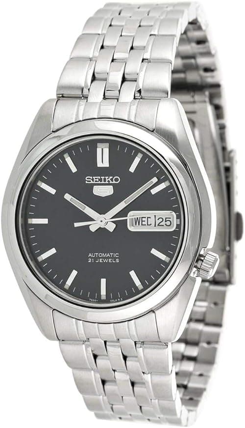 Seiko 5 Men's Black Dial Stainless Steel Band Automatic Watch - SNK357K1 on Amazon.ae - Price Tracker
