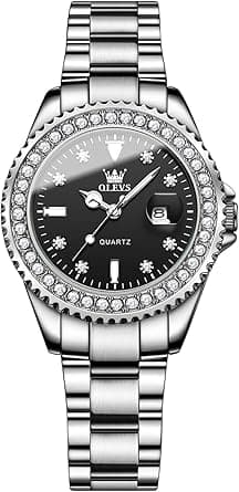 OLEVS Ladies Luxury Gold Silver Stainless Steel Quartz Watch Waterproof Date on Amazon.ae - Price Tracker