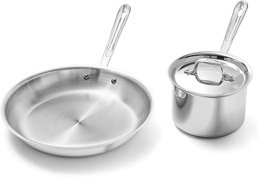 All-Clad D3® Stainless Steel 3 Piece Cookware Set- Made in USA- Includes 12" Frying Pan and 2-Qt Sauce Pan With Lid - Professional Grade -Oven Safe & Induction Compatible - Amazon.ae Price Tracker