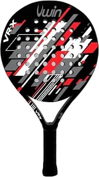 Uwin VR-X Padel Racket, Fibreglass Frame, EVA 15 Core for Balanced Power and Control, Round Shape with Central Sweet Spot, Matte Finish, Red White Grey - Best Deal Finder