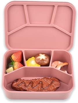PINKE Silicone Bento Box, 4 Compartment LeakProof Lunch Box Snack Boxes, 42 Oz Unbreakable Food-Grade Divided Storage Container for Adult Kid, BPA Free, Oven Dishwasher Freezer Safe (Brick-Red) on Amazon.ae - Price Tracker
