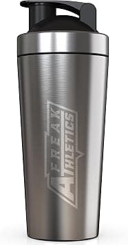 Freak Athletics Premium Insulated Stainless Steel Protein Mixer Shaker Supplement Bottle - Metal and BPA Free Brushed Steel (Stainless Steel) on Amazon.ae - Price Tracker