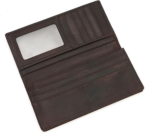 LUUFAN Men's Genuine Leather Long Wallet Chain Wallet Card holder Wallet with Coin Pocket on Amazon.ae - Price Tracker