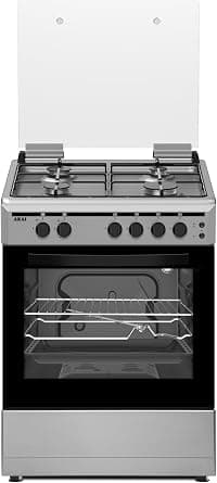 AKAI Freestanding Gas Cooker 4 Burners, Automatic Ignition & Full Safety, Enamelled Pan Support, Gas Oven & Grill 60X55X80Cm Silver Colour Made in Turkey (NEW MODEL-2024) on Amazon.ae - Price Tracker