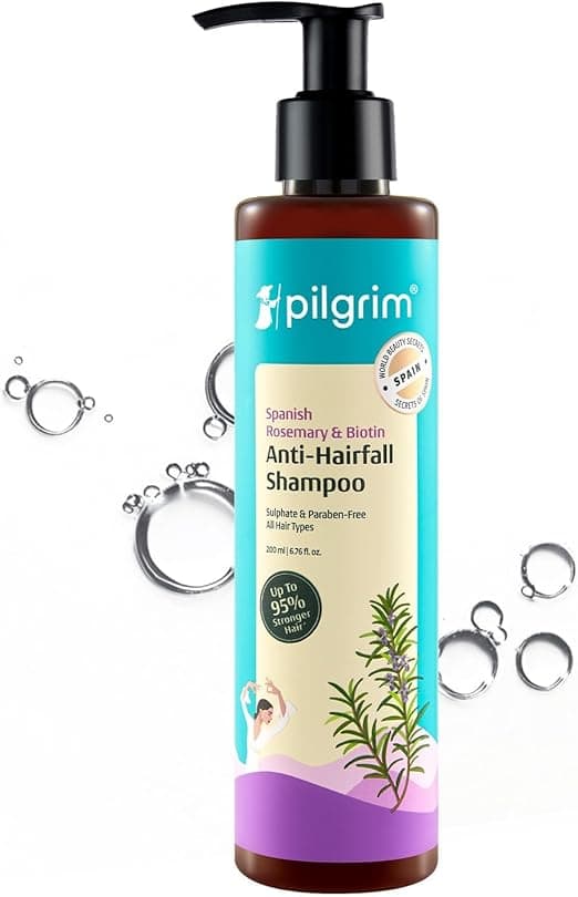 Pilgrim Spanish Rosemary &amp; Biotin Anti Hairfall Shampoo for Reducing Hair Loss &amp; Breakage 200ml | Rosemary shampoo for hair growth | Upto 95% stronger hairs | For all hair types | For Men &amp; Women on Amazon.ae - Price Tracker