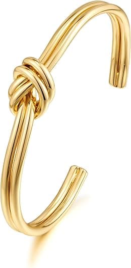 WOWORAMA Dainty Gold Cuff Bracelets for Women Delicate Thin Wire Open Bangle Bracelets Stackable Minimalist Wrist Cuff Bracelets Flexible Adjustable Size - Best Deal Finder
