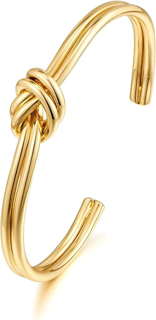 WOWORAMA Dainty Gold Cuff Bracelets for Women Delicate Thin Wire Open Bangle Bracelets Stackable Minimalist Wrist Cuff Bracelets Flexible Adjustable Size on Amazon - Best Deal Finder