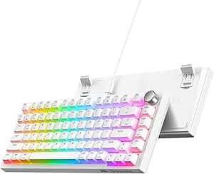 Baytion Mechanical Gaming Keyboard, 82 Keys 75% Compact Gaming Keyboard with Rainbow LED Backlit Wired Anti-Ghosting Mechanical Keyboard with Knob for Windows and Mac, White(Red Switches） on Amazon.ae - Price Tracker