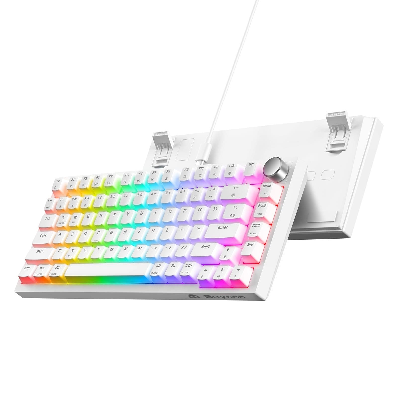 Baytion Mechanical Gaming Keyboard, 82 Keys 75% Compact Gaming Keyboard with Rainbow LED Backlit Wired Anti-Ghosting Mechanical Keyboard with Knob for Windows and Mac, White(Red Switches） on Amazon.ae - Price Tracker
