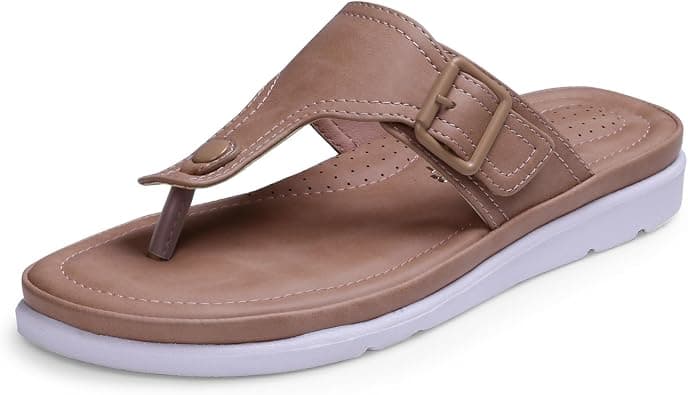 DOCTOR EXTRA SOFT Womens Flat Memory Foam Slippers/Flip-Flops Fashion Stylish Casual Comfortable Diabetic Orthopedic Lightweight Synthetic Slip-on Sandals with Adjustable Buckle for Girls/Ladies D-630 on Amazon.ae - Price Tracker