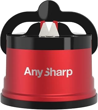 AnySharp Pro Metal Knife Sharpener, Hands-Free Safety, PowerGrip Suction, Sharpens All Kitchen Knives, Ideal for Hardened Steel & Serrated, World's Best, Compact, One Size, Deep Red, Metal on Amazon.ae - Price Tracker