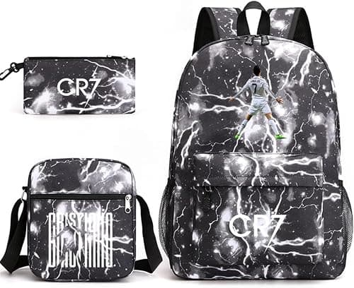 C Ronaldo New Children Schoolbag Backpack Teen Student School Book bag with Lunch Box Pen Case 3 in 1 على Amazon.ae - متتبع الأسعار