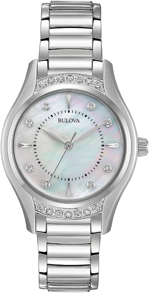 Bulova Ladies' Classic Diamond Dress Watch, Steel, Stainless Steel, Classic 3 Hand Diamond on Amazon.ae - Price Tracker