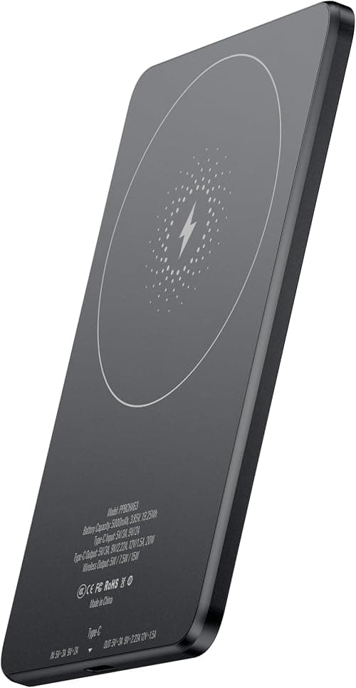 Powerology Qi2 Power Bank 5000mAh, Compatible with MagSafe, Ultra-Thin, Qi2 Wireless Portable Charger Fast Charging, Mobile Phone PD 20W Wired Charging, Strong Magnets, Aluminum Material (Grey) on Amazon.ae - Price Tracker
