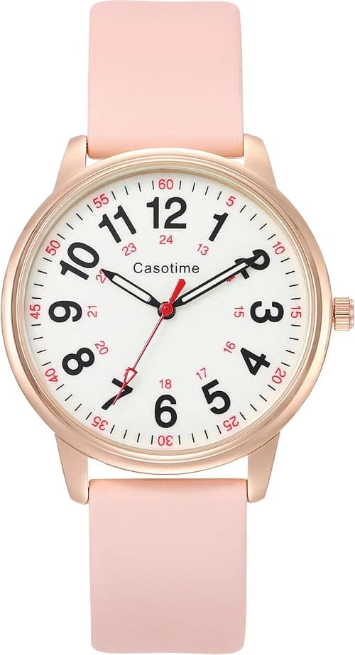 Casotime 30M Waterproof Nurse Watch - Luminous Easy Read Dial, Second Hand & 24H Military Time, Durable Silicone Band for Nurses, Medical Professionals, Students - Men and Women على Amazon.ae - متتبع الأسعار