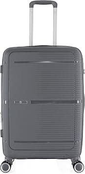 H.T Luggage Checked-Medium–Durable Hard Shell Suitcases with Spinner Wheels, Telescopic Handle & Anti-Theft Zippers (66 Litres, Lightweight Travel Suitcase) (Grey, Checked-Medium 24") on Amazon - Best Deal Finder