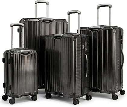 Durable Polycarbonate Suitcase 4 Pieces Set with Multi-Directional Spinners Customs Security Lock Scratch Resistant Hard Case Travel Rolling Bags for Business Trips (20/24/30/34 Inch, Classic Black) on Amazon.ae - Price Tracker