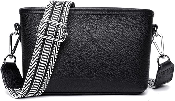 YFGBCX Crossbody Bag for Women Genuine Leather Wide Strap Shoulder Bag Purse Trendy Design Camera Crossbody Purse Top Zip, D01-black, Durable on Amazon.ae - Price Tracker