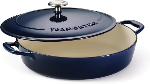 Tramontina Enameled Cast Iron Braiser | 4 Quart Capacity Non-stick Braiser Pot With Lid | Blue. on Amazon.ae - Price Tracker