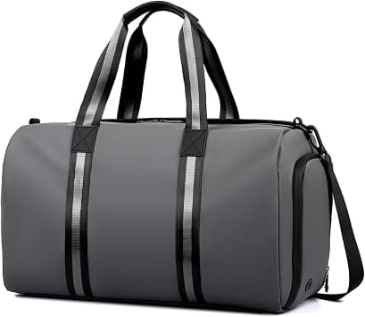 Travel Duffle Bag for Men Women Sports Gym Bag 45L Weekender Overnight Luggage Bag with Shoes Compartment and Wet Pocket Carry on Bag Yoga Swimming Tote Shoulder Bag with Strap(Grey) on Amazon - Best Deal Finder