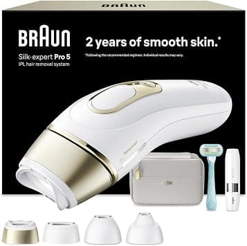 Braun Silk·Expert Pro 5 Epilator with Light Pulse, 4 Heads, PL5412 Gold on Amazon.ae - Price Tracker