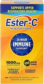 Ester-C Vitamin C 1000 mg Coated Tablets, 120 Count, Immune System Booster, Stomach-Friendly Supplement, Gluten-Free - Best Deal Finder