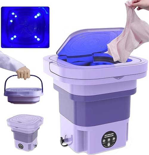 Portable Foldable Washing Machine, 8L High Capacity Mini Washer with 3 Modes Deep Cleaning Half Automatic Washt, UV Washing Machine with Soft Spin Dry for Socks, Baby Clothes, Towels (blue) on Amazon.ae - Price Tracker