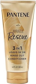 Pantene Miracle Rescue 3 in 1 Leave In Conditioner, Rinse off Conditioner, Heat Protectant for Hair, Detangler, Anti Frizz, Moisturizing, For All Hair Types, Safe for Color Treated Hair, 6.0 fl oz on Amazon.ae - Price Tracker