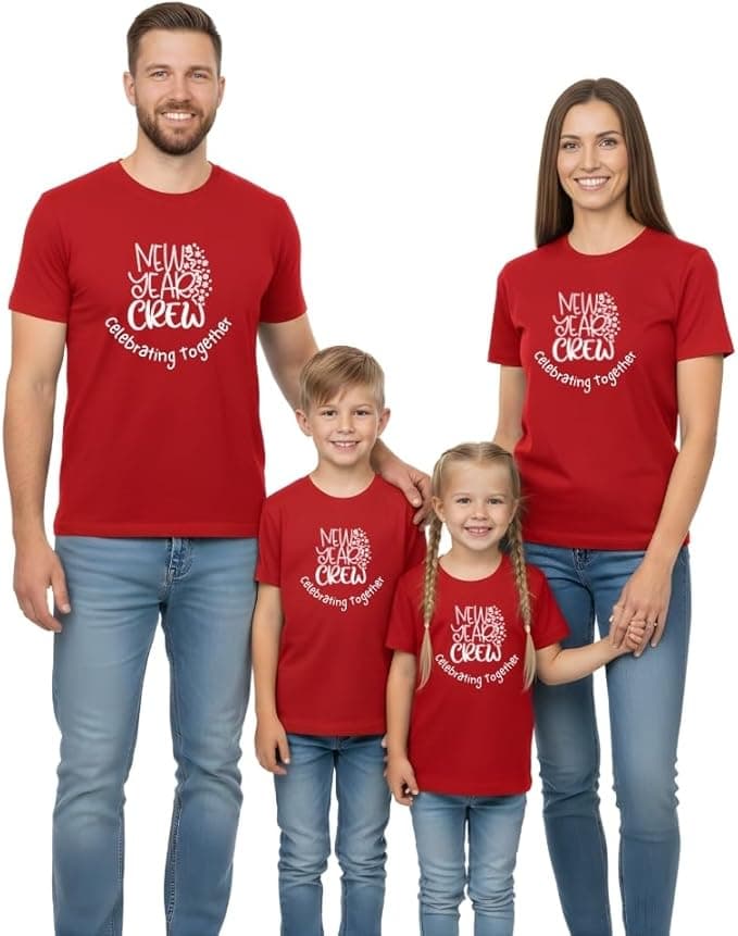 New Year Family Matching T-Shirt for Men, Women, and Kids – Round Neck Short Sleeve Soft Cotton T-Shirt – Perfect for New Year Celebrations on Amazon.ae - Price Tracker