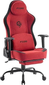 PZDO Gaming Chair Ergonomic Computer Chair Height Adjustable with Footrest, Reclining Gaming Chairs with 3D Armrest, Lumbar Support, Fabric Gamer Chair Office Chair, Teens, Gift, 150KG, Red على Amazon.ae - متتبع الأسعار