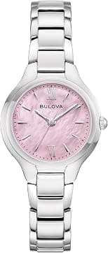 Bulova Ladies Quartz Classic, Silver-Tone Stainless Steel Case & Pink Mother-of-Pearl Dial (Model: 96L356) - Best Deal Finder