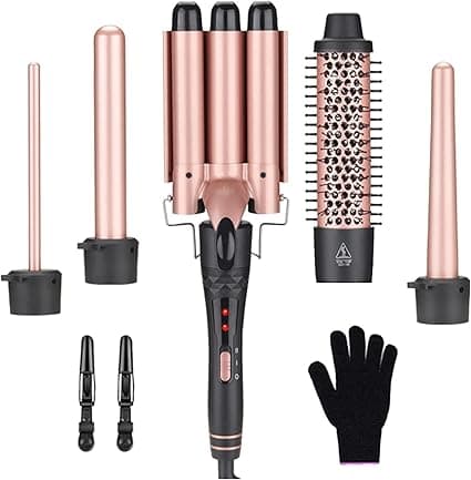 Beauenty Curling Wand Set, 5-IN-1 Hair Curler Iron, Professional Curling Wand Set, Instant Heat Up Hair Curler with 5 Interchangeable Ceramic Barrels (9-32mm), with Heat Protective Glove & 2 Clips (D) on Amazon.ae - Price Tracker