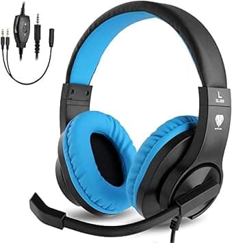 PC Kids Gaming Headset with Microphone Wired Xbox Headset with mic PS4 Gaming Headphones with Microphone Gamer PS4 Headset with Mic Stereo Sound & Noise Cancelling for Switch Computer(Blue) on Amazon - Best Deal Finder