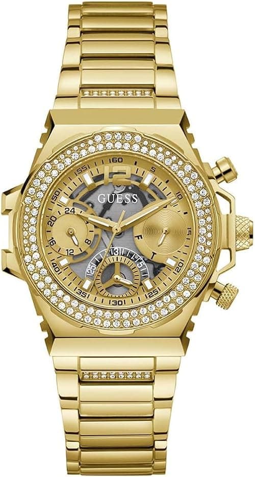 GUESS Gold-Tone Crystal Cut-Through Multifunction Watch on Amazon.ae - Price Tracker