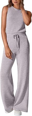 PRETTYGARDEN Womens Jumpsuits Summer Casual One Piece Outfits Sleeveless Wide Leg Long Pants Rompers on Amazon.ae - Price Tracker