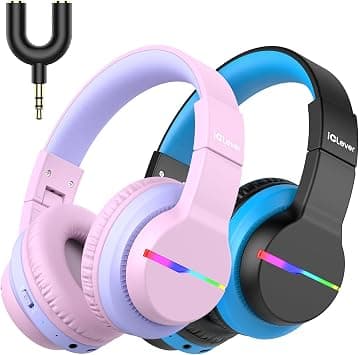 iClever Bluetooth Children’s Over-Ear Headphones with Colored LED Lights, 74/85dB Volume Limit, 85 Hours Playtime, Bluetooth 5.2, Built-in Microphone, Pack of 2 on Amazon.ae - Price Tracker