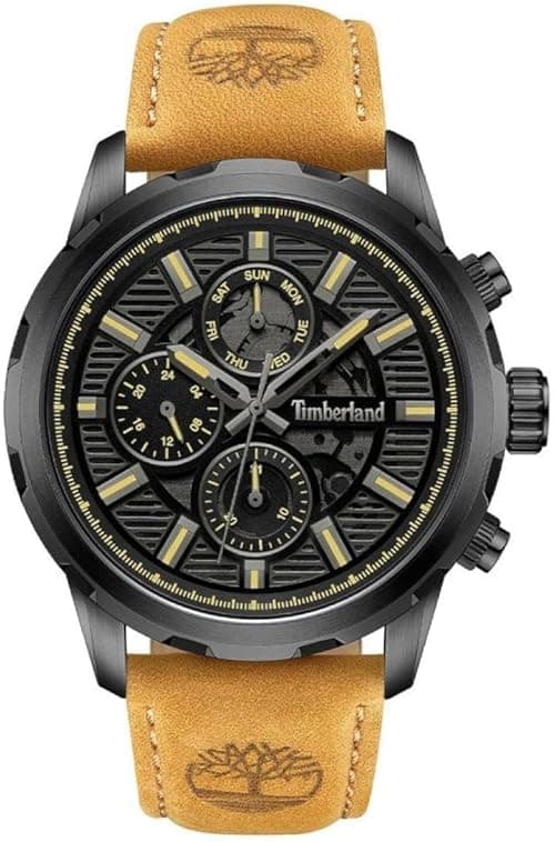 Henniker Ii 46mm Men's Multifunction Watch Black Dial & Brown Leather Strap on Amazon.ae - Price Tracker