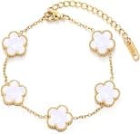 TICVSS Four Leaf Clover Bracelet for Women 18K Gold Plated Stainless Steel Lucky 4 Leaf Link Bracelet Jewelry Gift for Women - Best Deal Finder